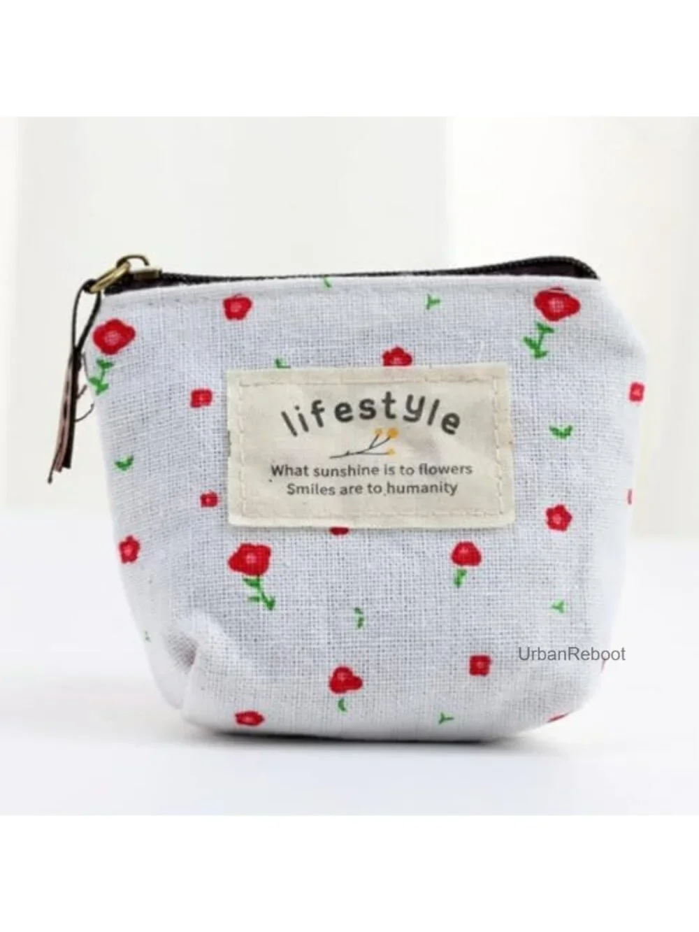 Mini Canvas Coin Purse Set Flower Pattern Zipper Pouch for Cash Keys Cards